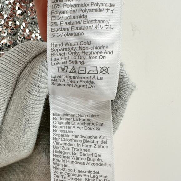 J.Crew Merino Wool V Neck Sweater Vest Silver Sequin Party Preppy Small NWT - Picture 13 of 14